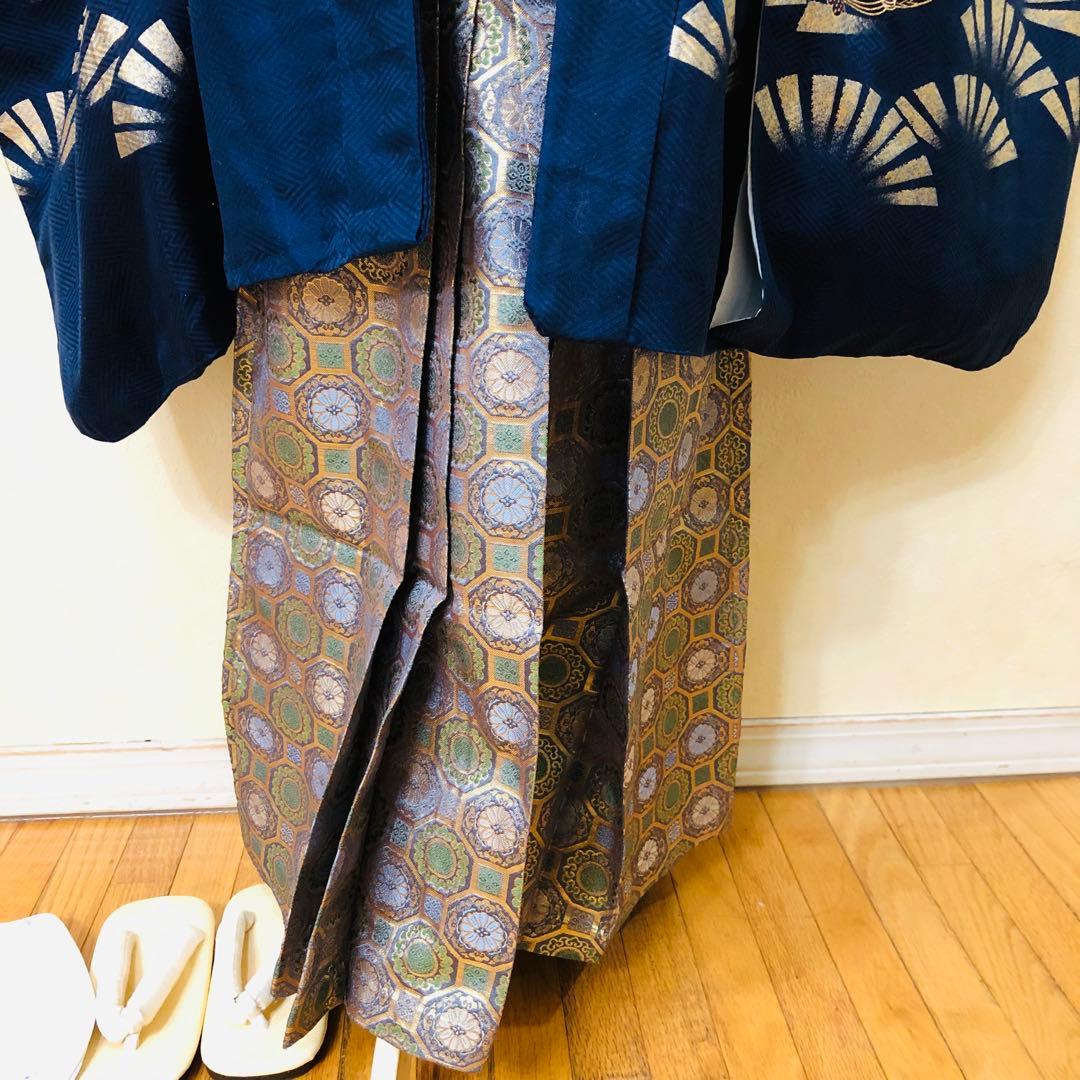 七五三 五歳‼️Blue暈し兜龍金彩煌びやか‼️豪華金蘭袴‼️完全フルセット‼️秀品‼️