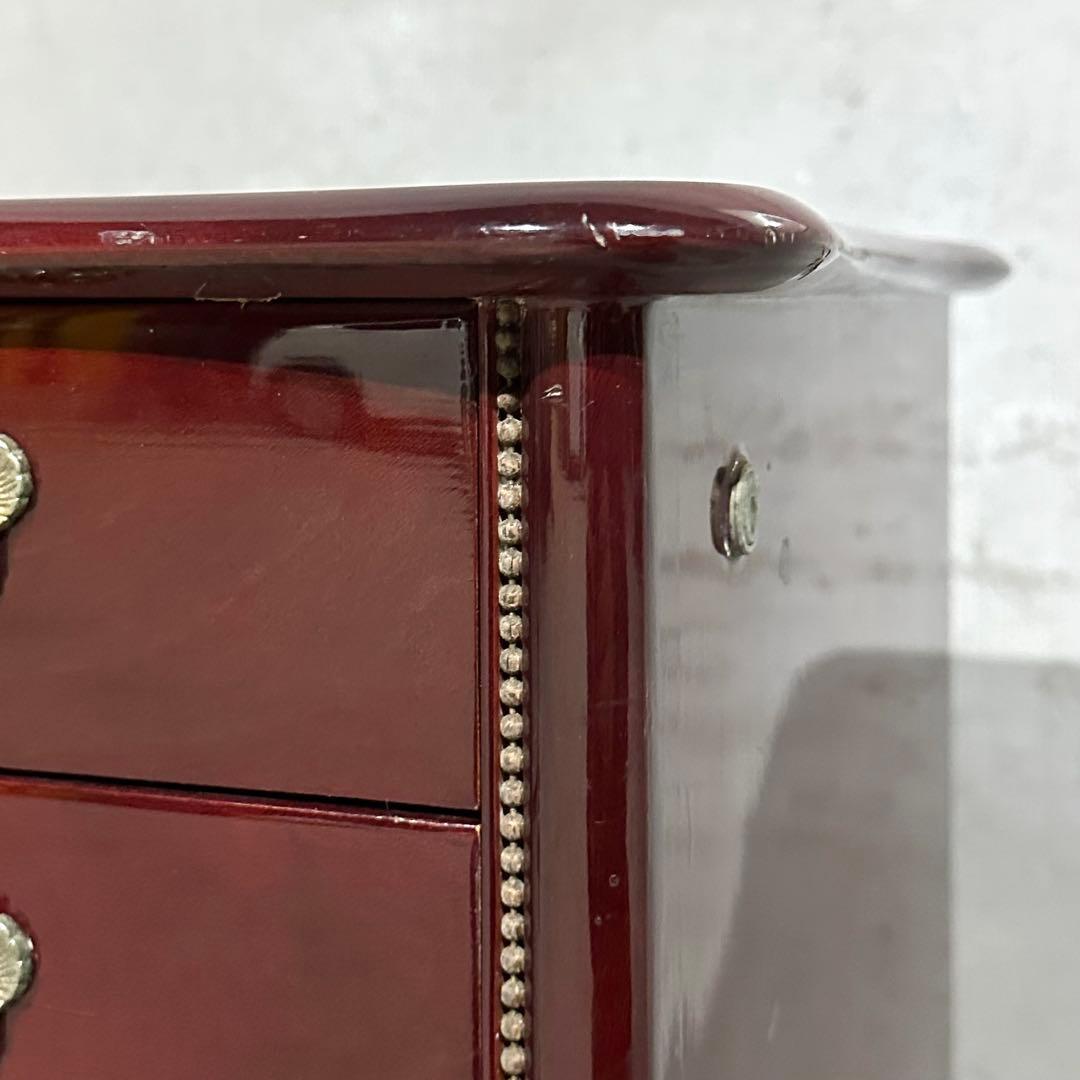꧁輸入家具꧂アンティーク調 7段チェスト ワインレッド 猫脚 クラシック収納