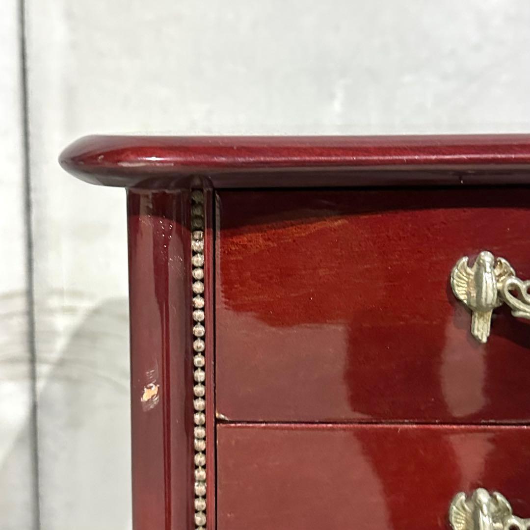 ꧁輸入家具꧂アンティーク調 7段チェスト ワインレッド 猫脚 クラシック収納