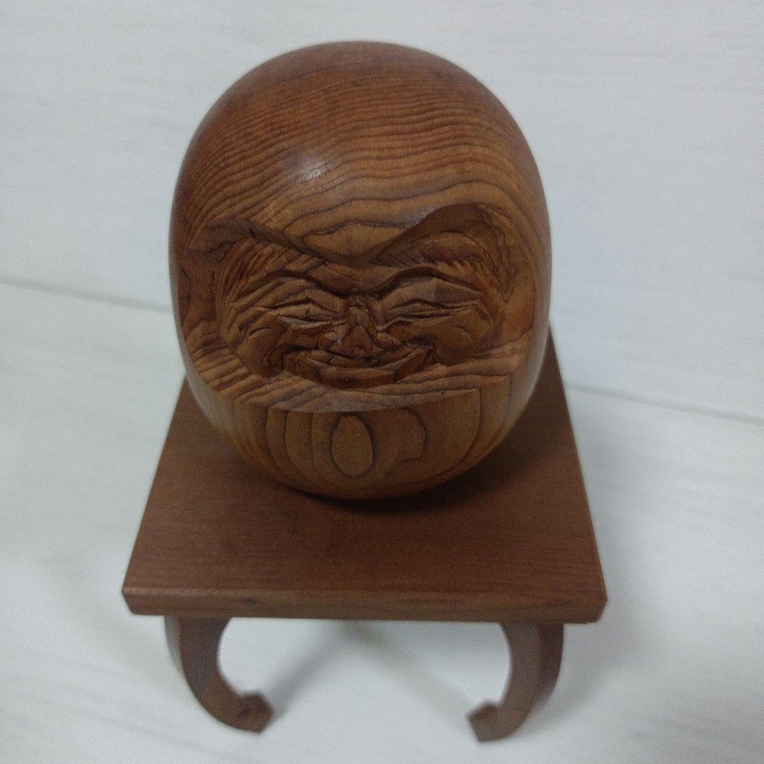 縁起物 天然木 達磨 だるま ダルマ 木彫置物