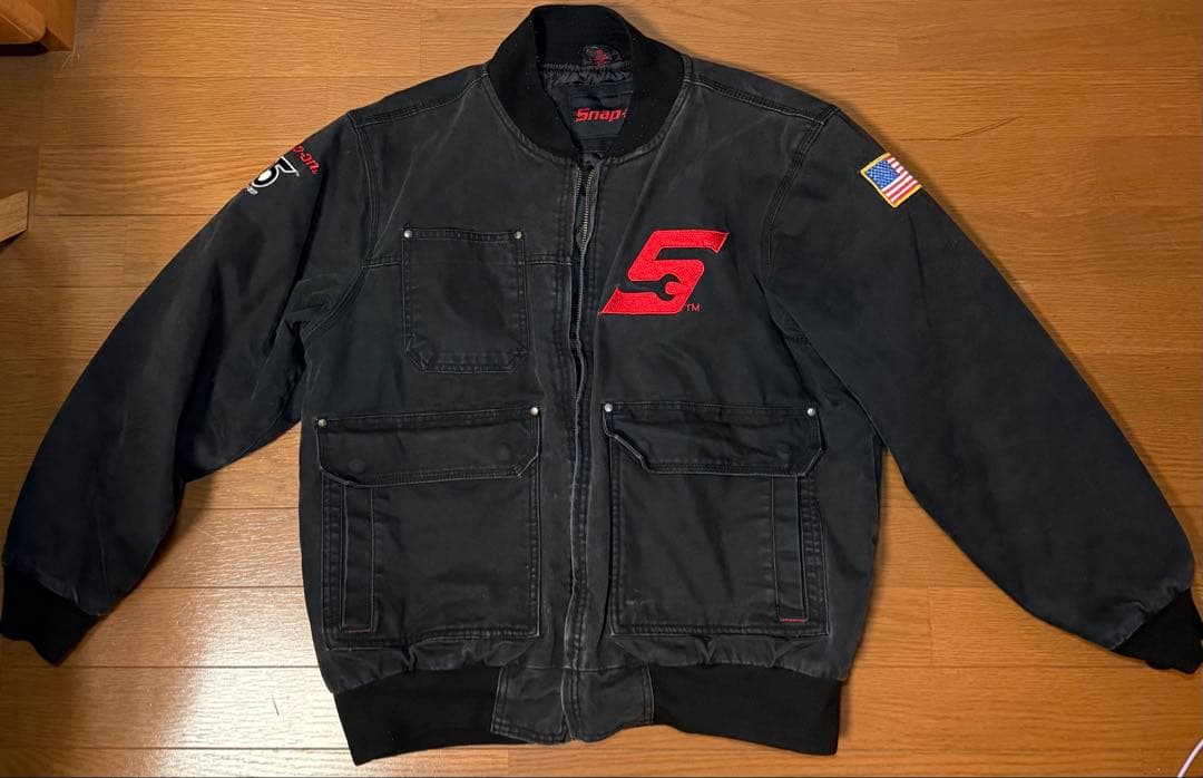 スナップオン ダックジャケット L 黒 ブラック 刺繍ロゴ