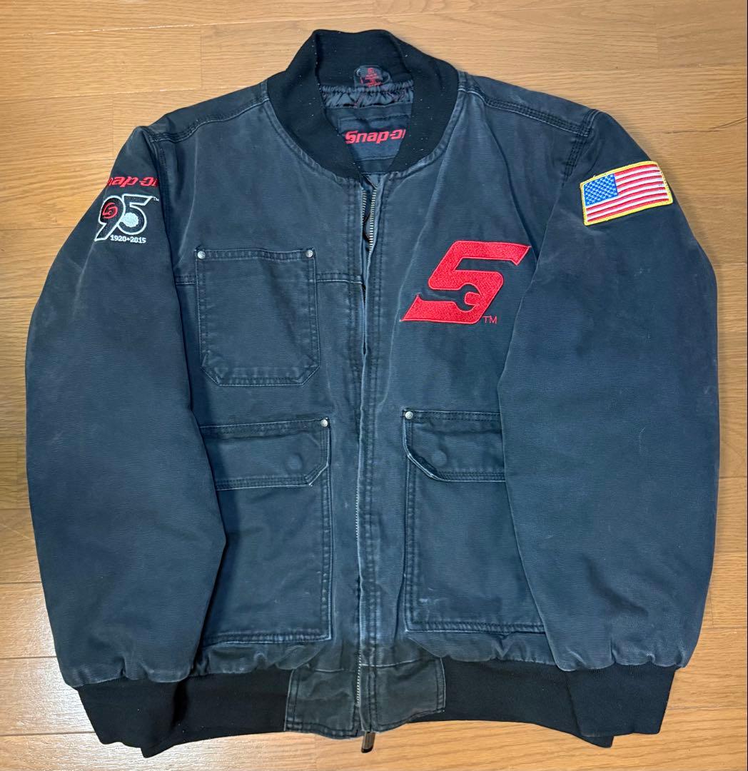 スナップオン ダックジャケット L 黒 ブラック 刺繍ロゴ