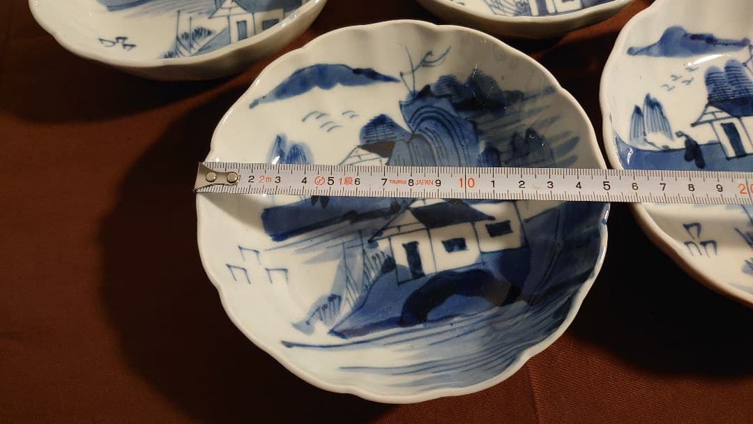 古伊万里　伊万里　染付　山水　なます皿　菓子皿　蔵出し　５客