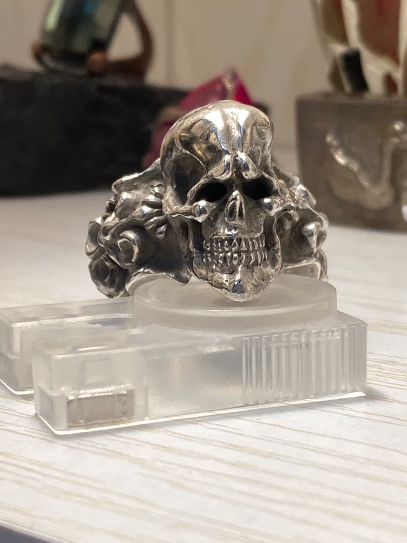 刻印 ごつい 骸骨 スカル ドクロ シルバー 925 リング 骨太 モンスター