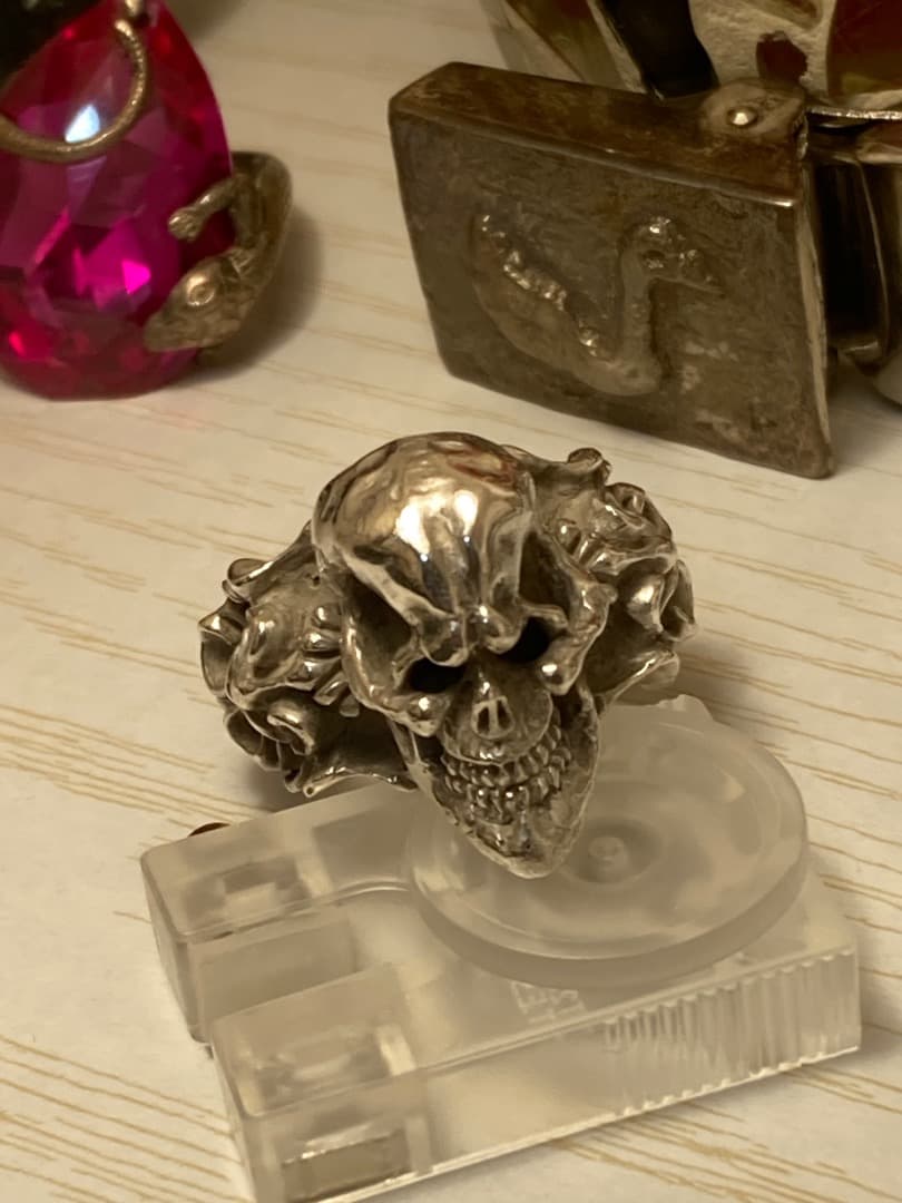 刻印 ごつい 骸骨 スカル ドクロ シルバー 925 リング 骨太 モンスター