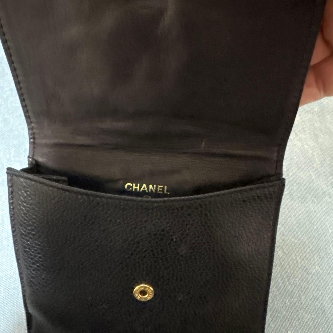 CHANEL ブラック 二つ折り財布 CCロゴ