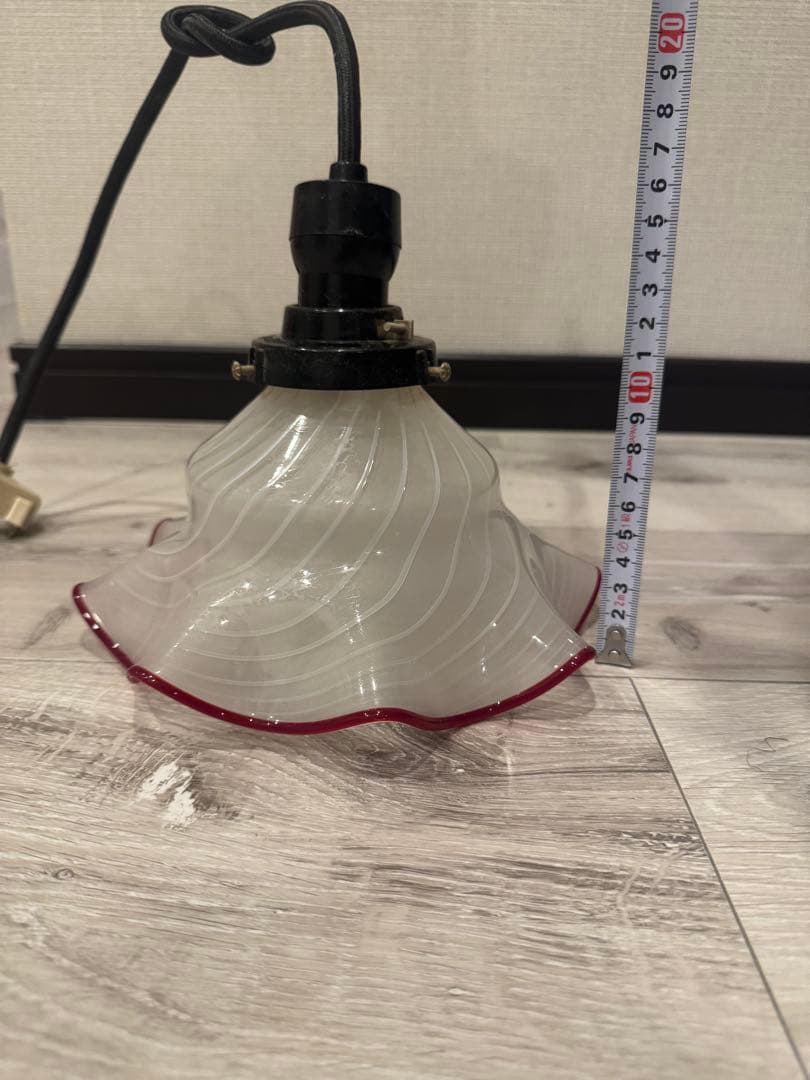 波型ガラスシェード ペンダントライト　アンティーク