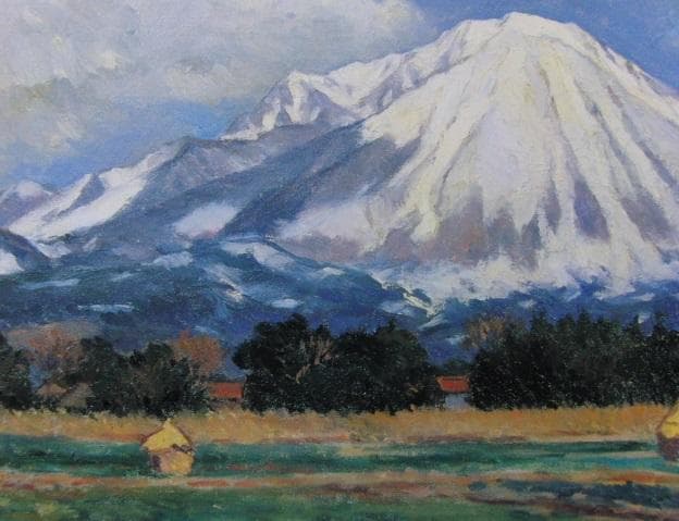 香田勝太、【大山】、希少な画集より、新品高級額・額装付、状態良好