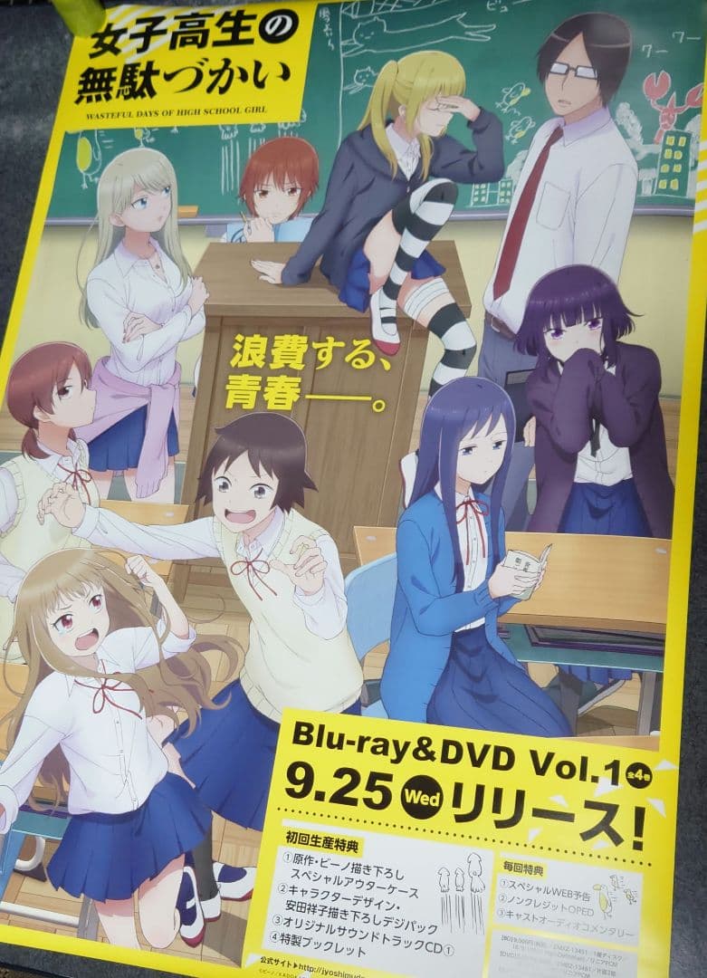【非売品・激レア】アニメ「女子高生の無駄づかい」告知 ポスター 両面印刷 ②