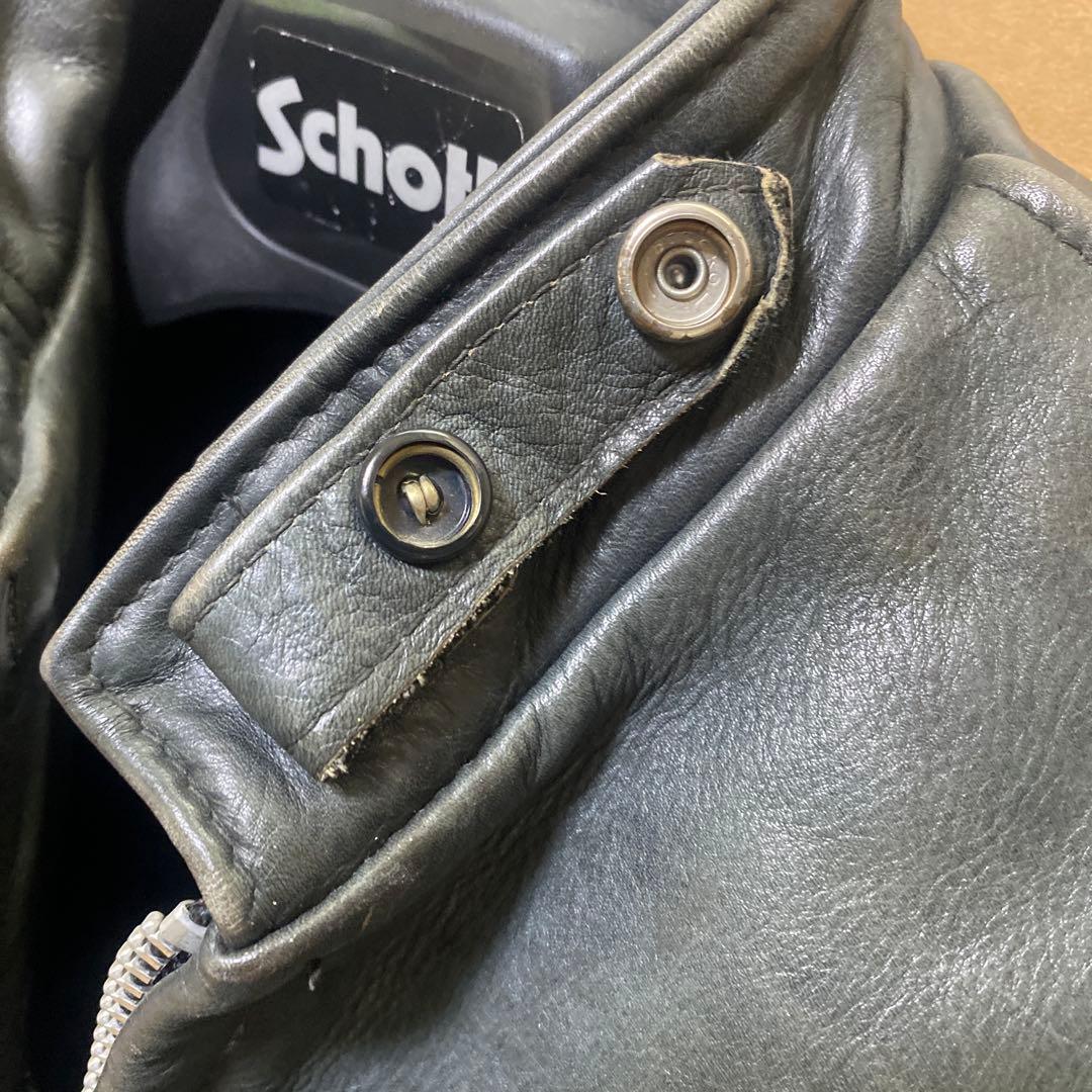 Schott ブラック レザー シングルライダースジャケット141サイズ32