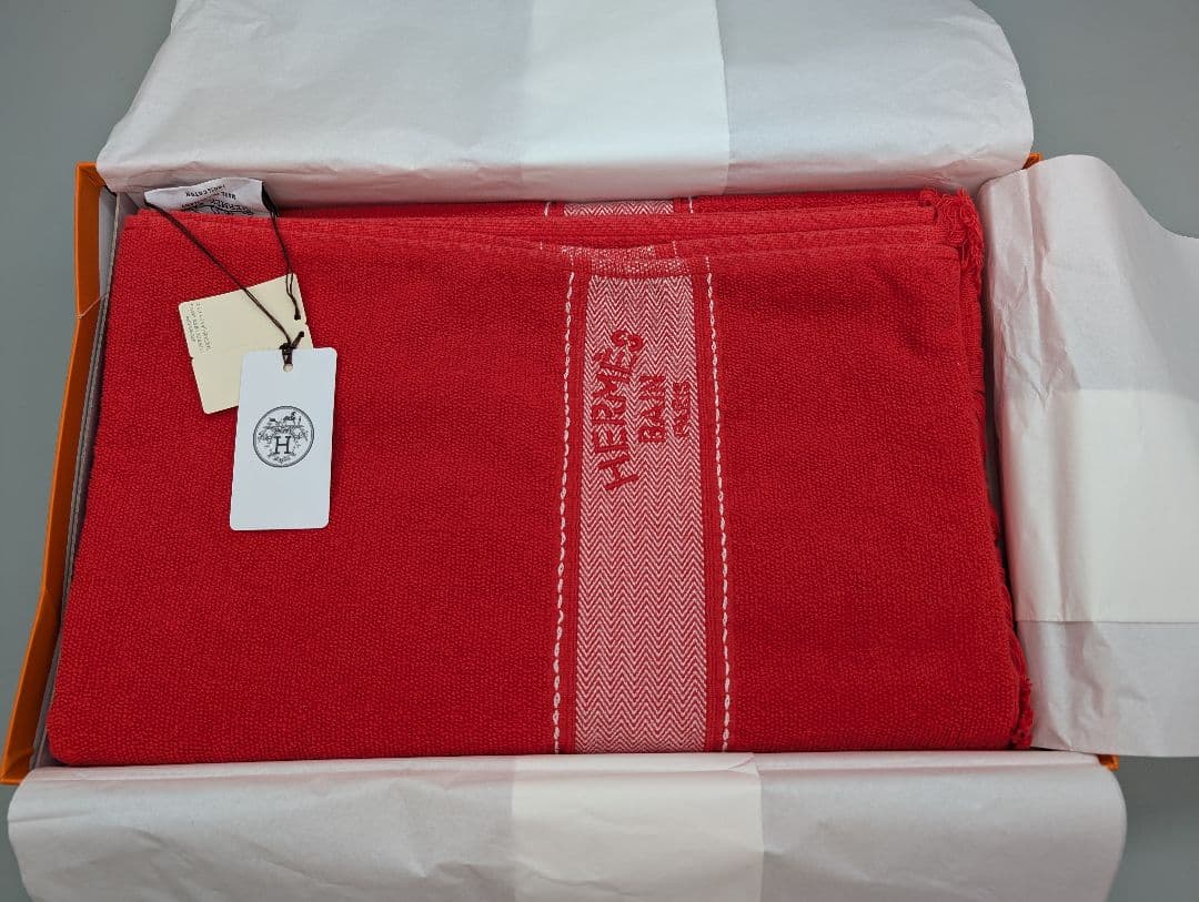 HERMES エルメス ヨッティング ビーチタオル 赤 ユニセックス