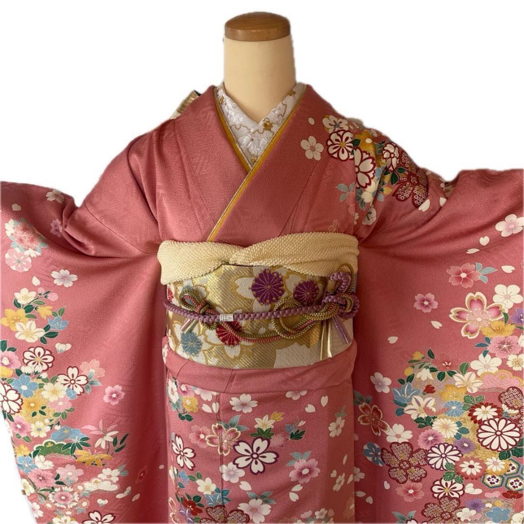 愛されピンク 華やか花模様♡振袖フルセット　成人式前撮りに