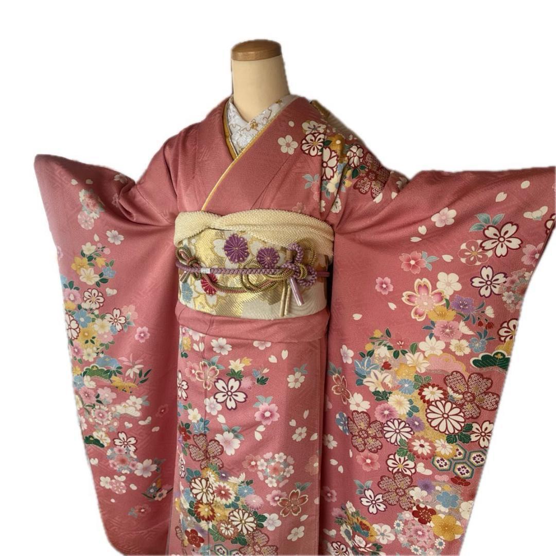 愛されピンク 華やか花模様♡振袖フルセット　成人式前撮りに