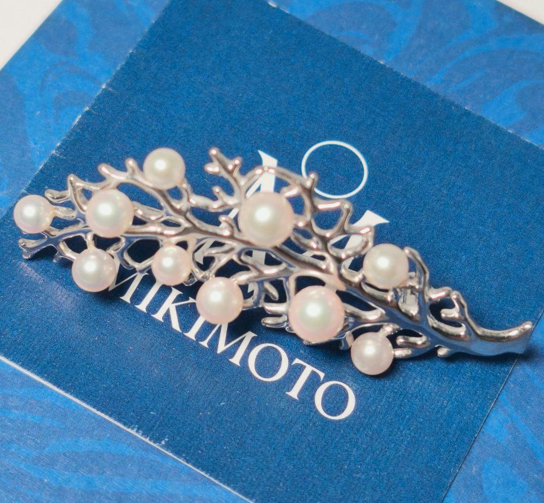 【極美品 最高級】ミキモト ブローチ パール リーフ フォーマル 皇室御用達