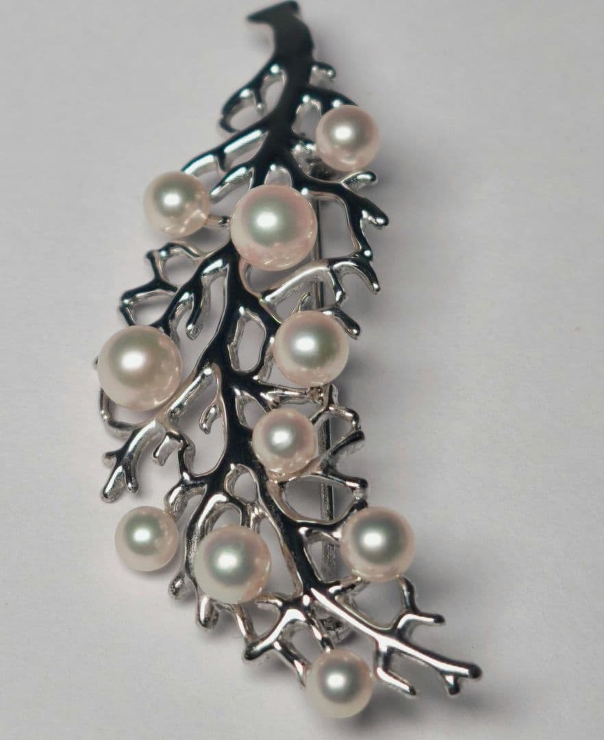 【極美品 最高級】ミキモト ブローチ パール リーフ フォーマル 皇室御用達
