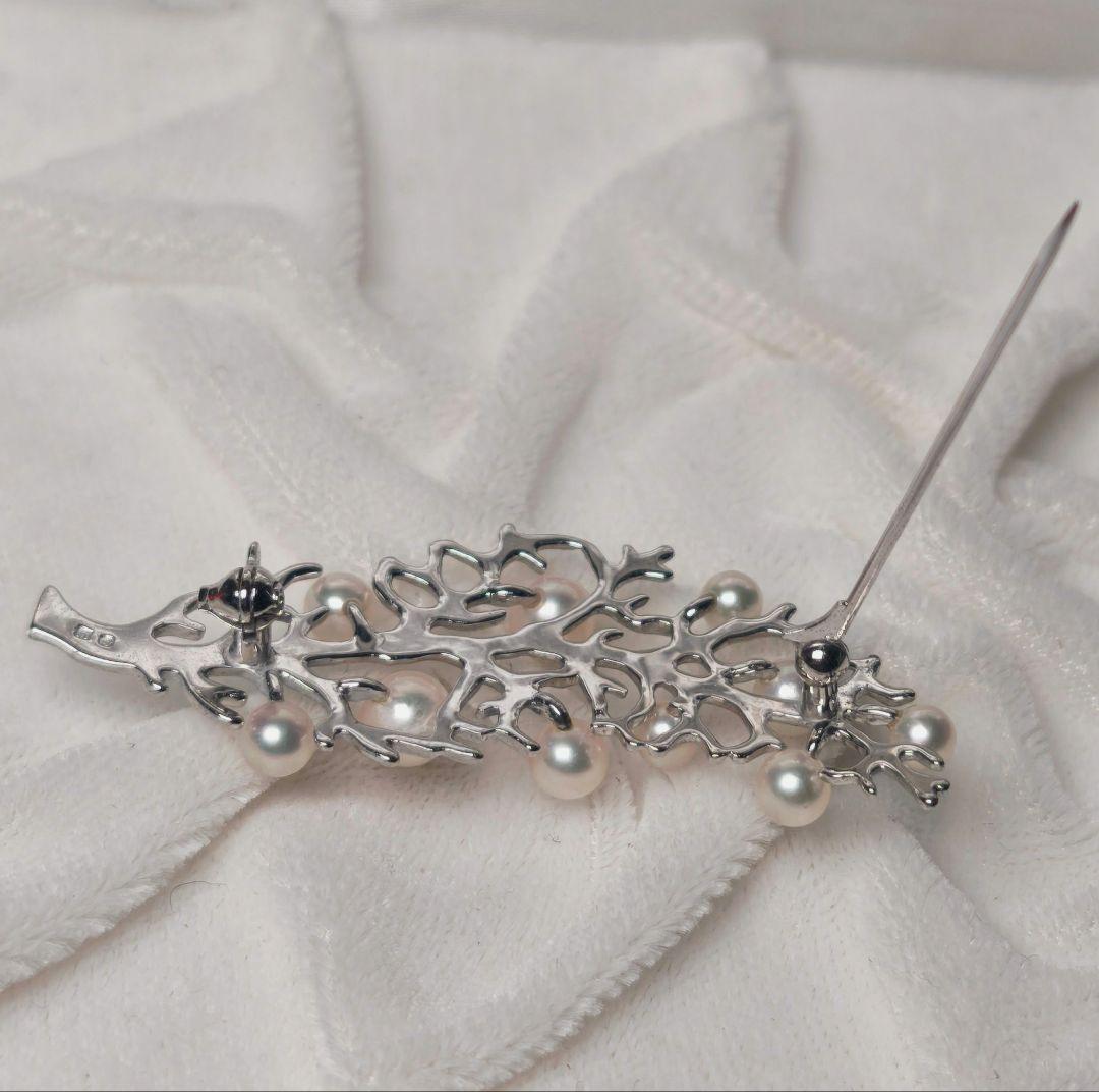 【極美品 最高級】ミキモト ブローチ パール リーフ フォーマル 皇室御用達