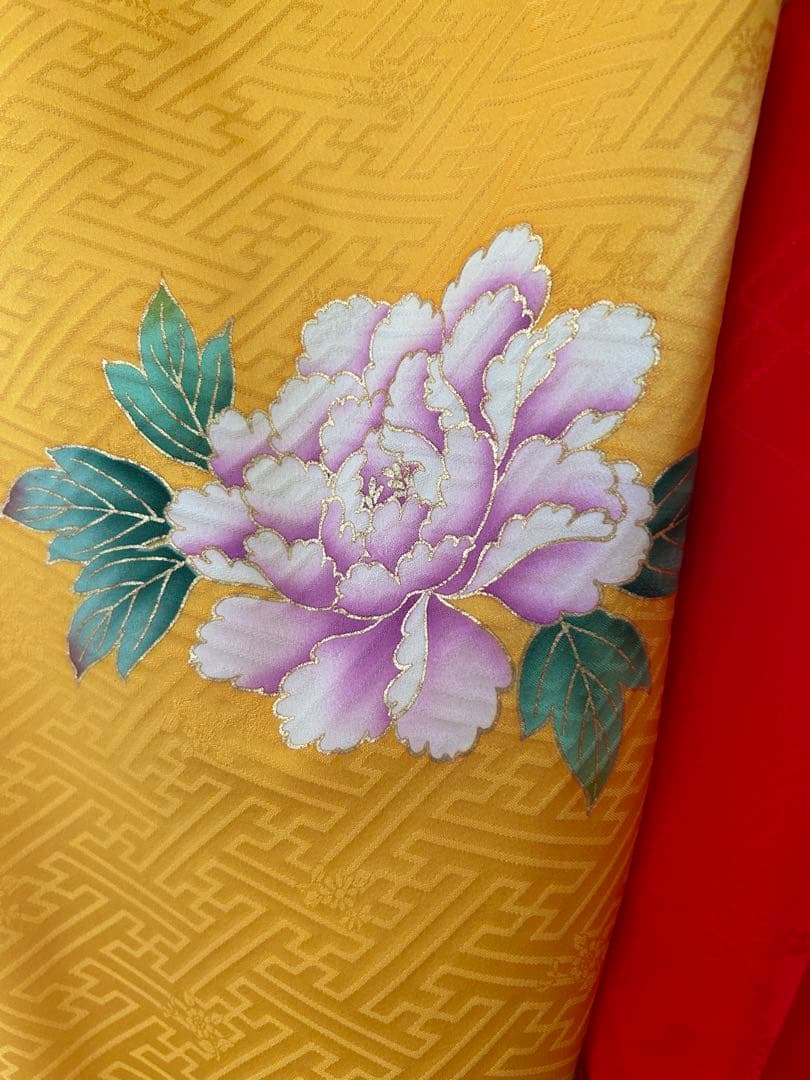 7歳七五三　正絹着物　襦袢　帯　帯揚げ　帯締め　しごき　バッグ　セット