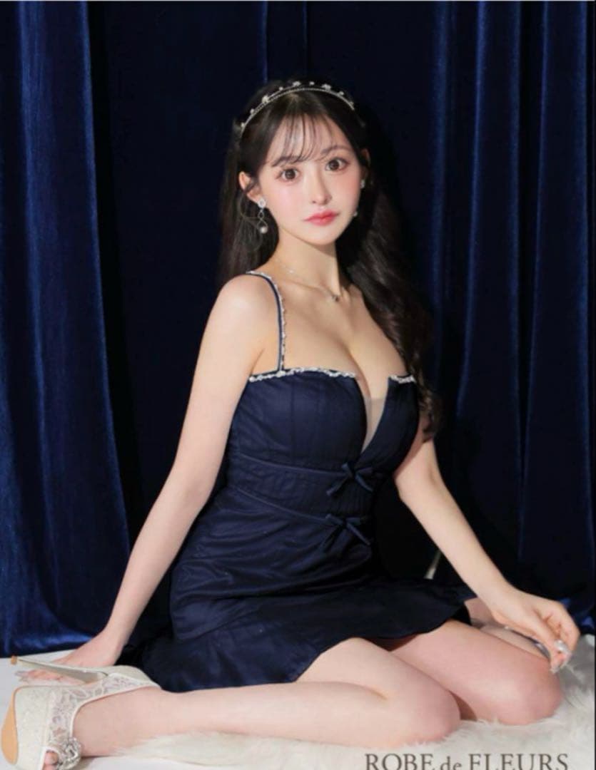 ROBE de FLEURS ネイビー ナイトドレス