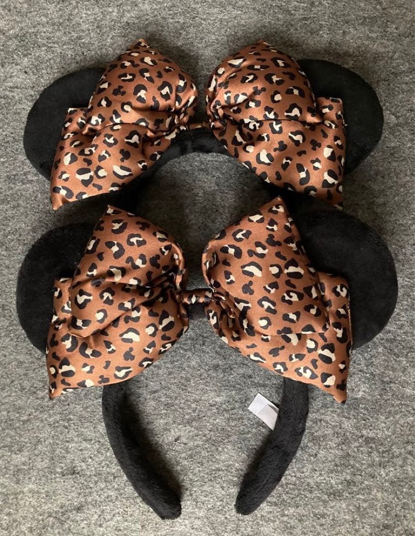 ディズニー　カチューシャ　ミニー ヒョウ柄 2個　ペア お揃い ブラウン　茶色