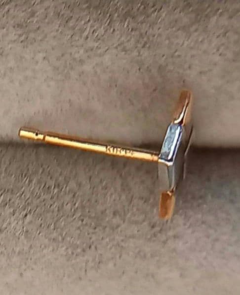 K18＆PT ピアス　ツートンカラーピアス　両耳