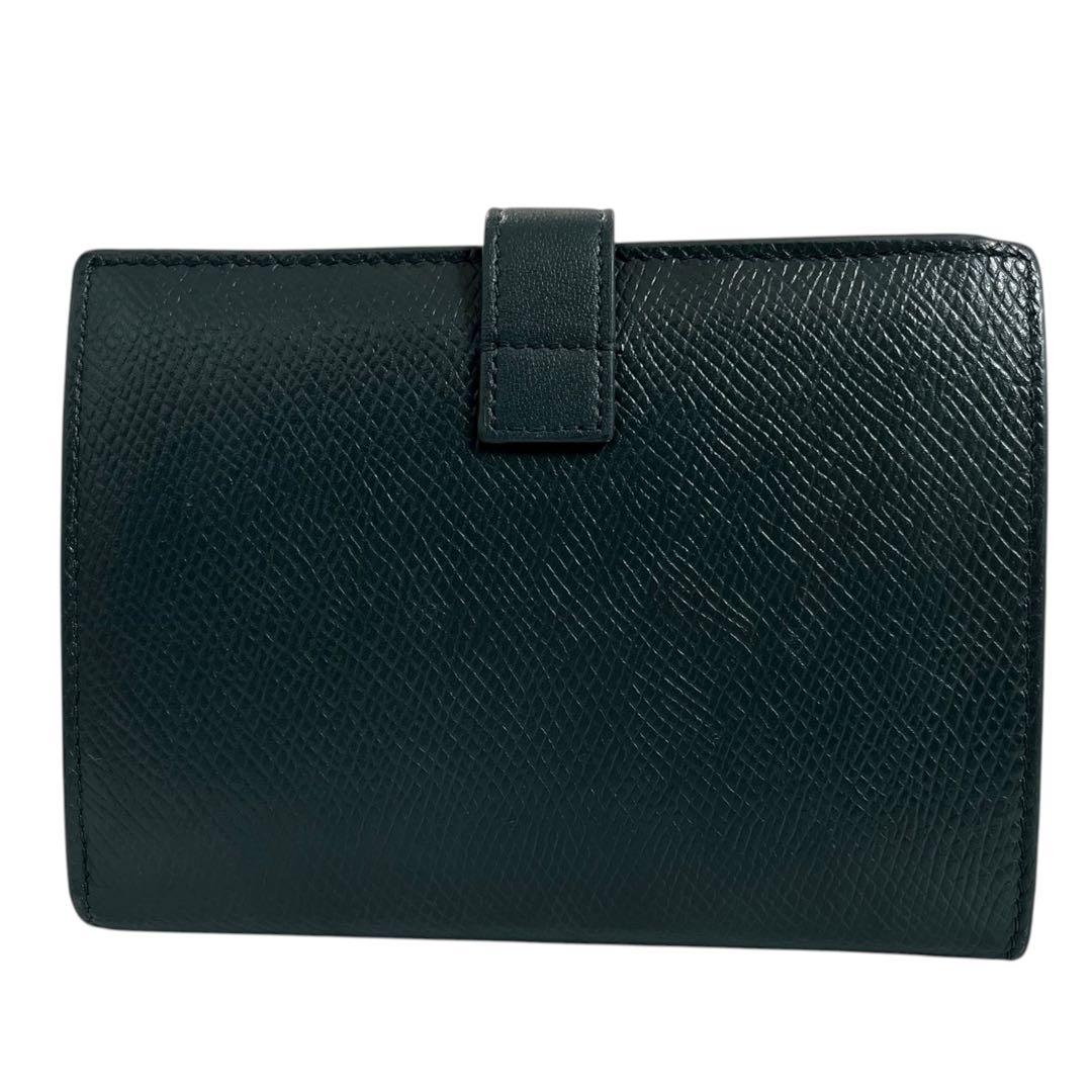 レア✨セリーヌ ストラップウォレット ロゴ刻印 レザー グリーン 緑 財布