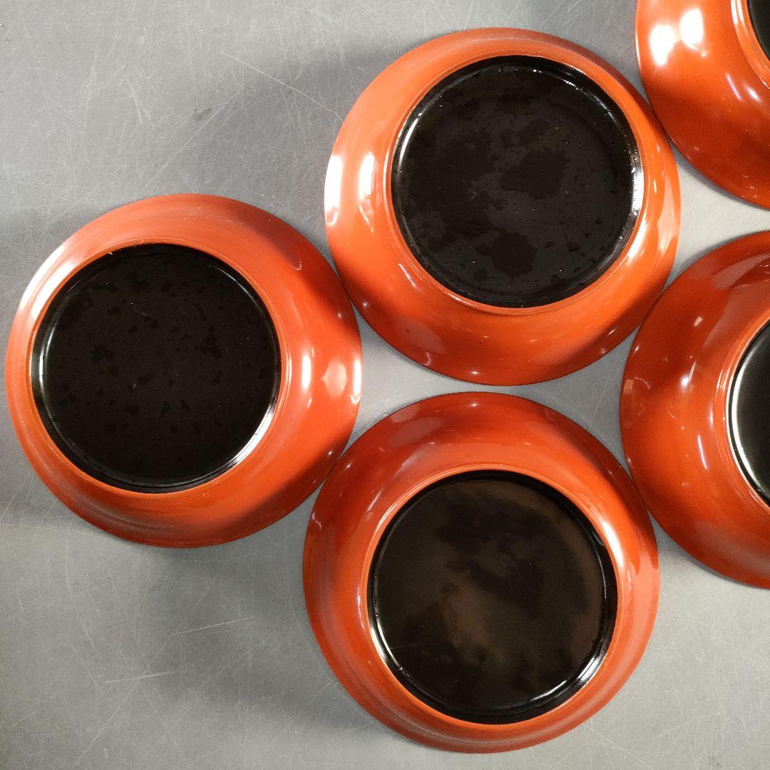 A1375-5/輪島塗/金彩松竹梅堀画輪島朱色木皿20客/向付/懐石道具/銘々皿