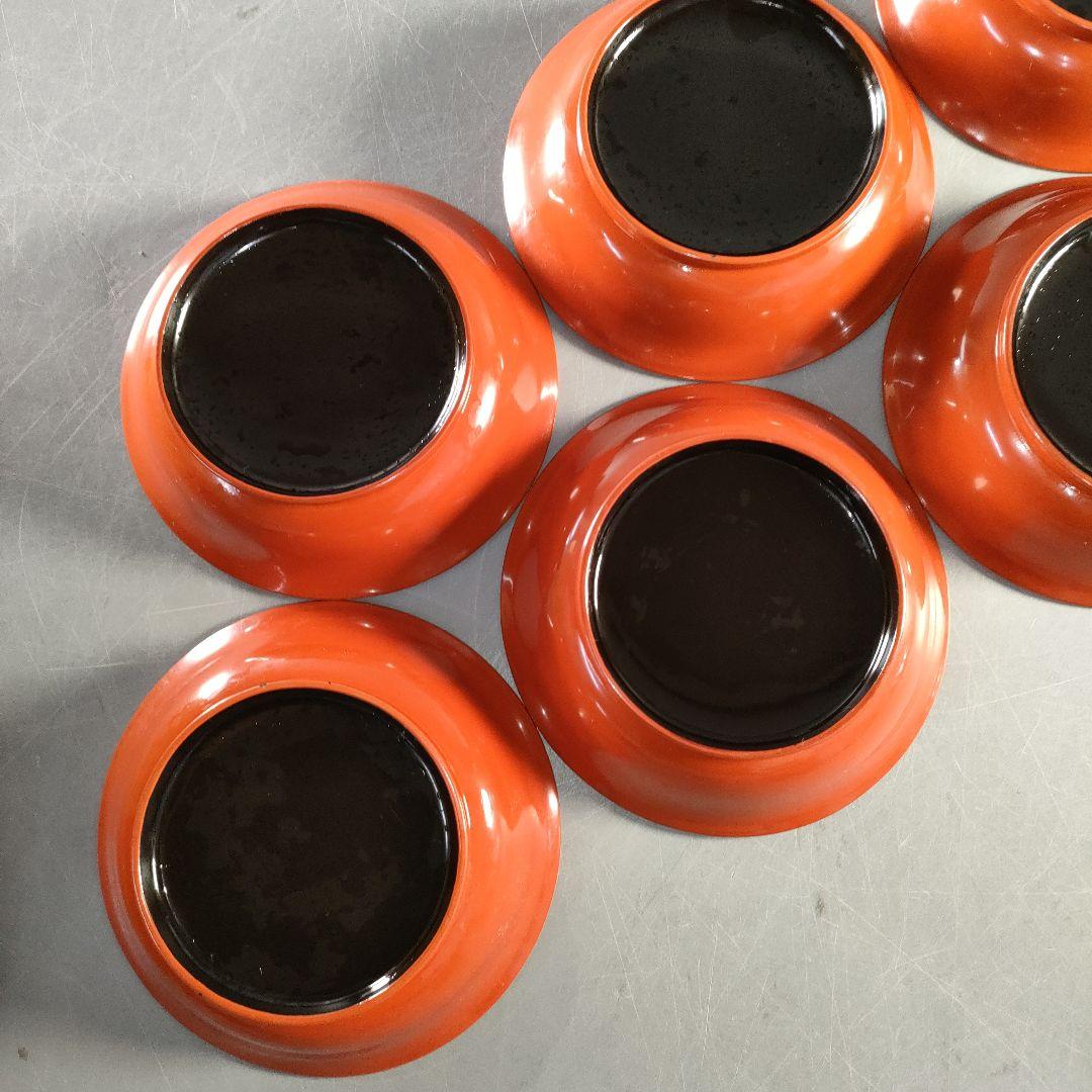 A1375-5/輪島塗/金彩松竹梅堀画輪島朱色木皿20客/向付/懐石道具/銘々皿