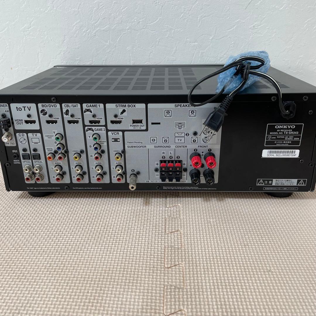 【極美品】ONKYO オンキョー TX-SR343 AVレシーバー リモコン付属