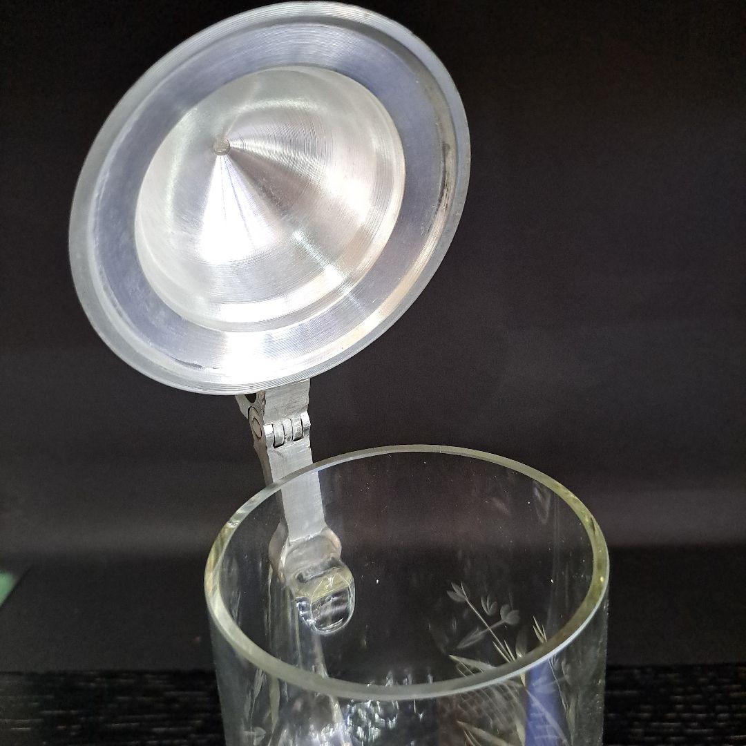 明治初期　極上　天満切子　錫蓋　ジョッキ　クリスタル硝子