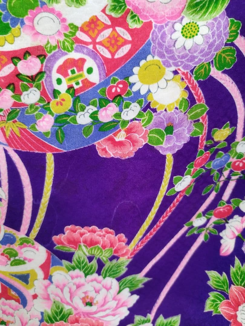 専用です☆アンティーク紫に百花繚乱着物と帯セット☆七五三３歳