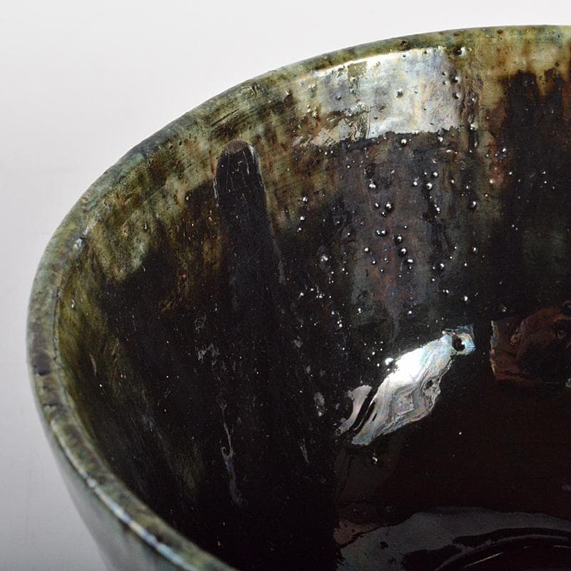 茶道具　石川県小松焼　青楽茶碗　時代箱　極め二重箱　D　R6834