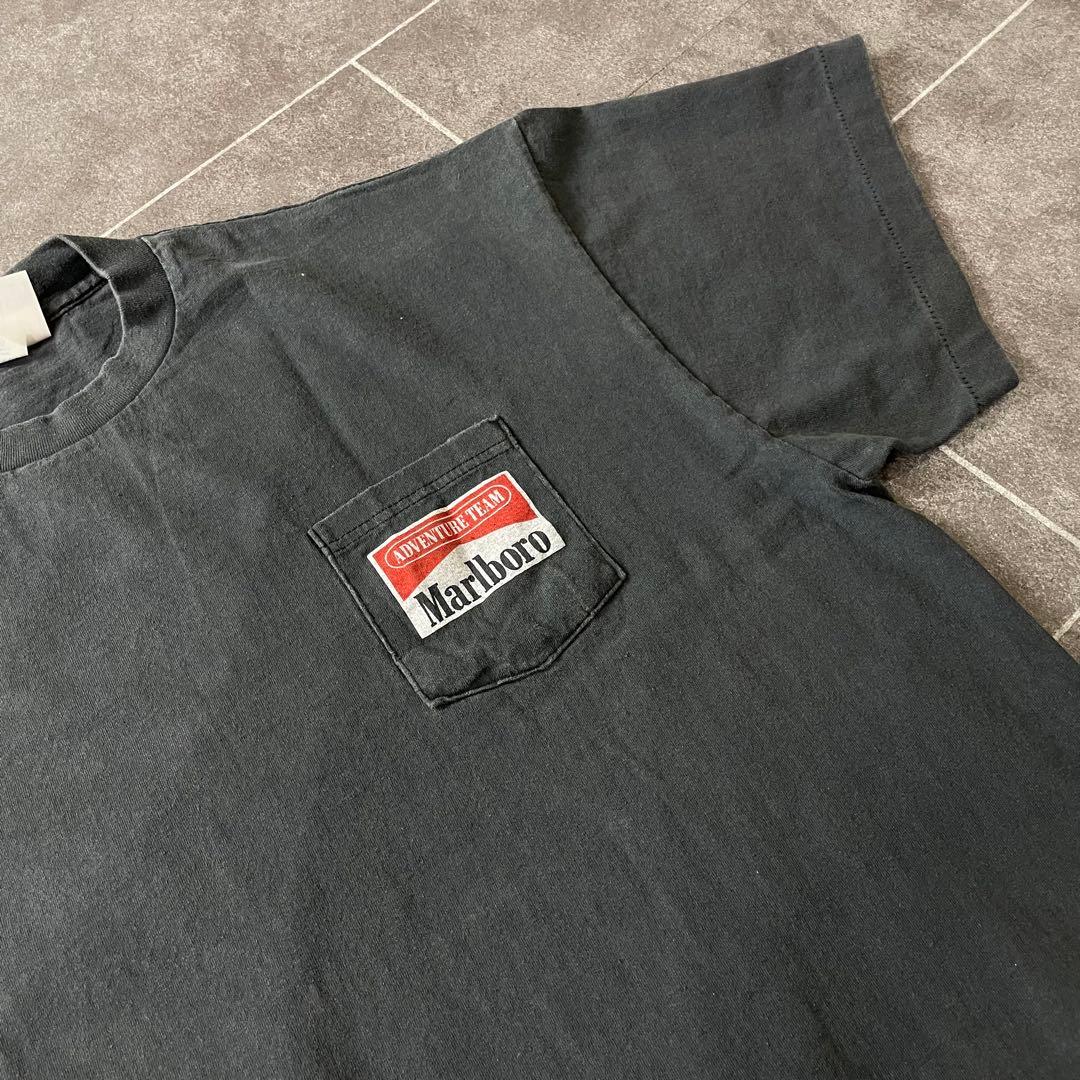 Mallboro マルボロ 蛇 スネークパス ポケットTシャツ 褪黒 XL