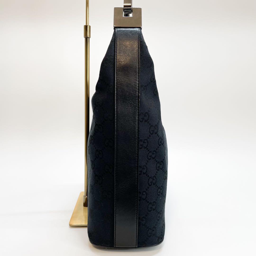 【美品】GUCCI ショルダーバッグ 肩掛け GG柄 ブラック レディース 伊製