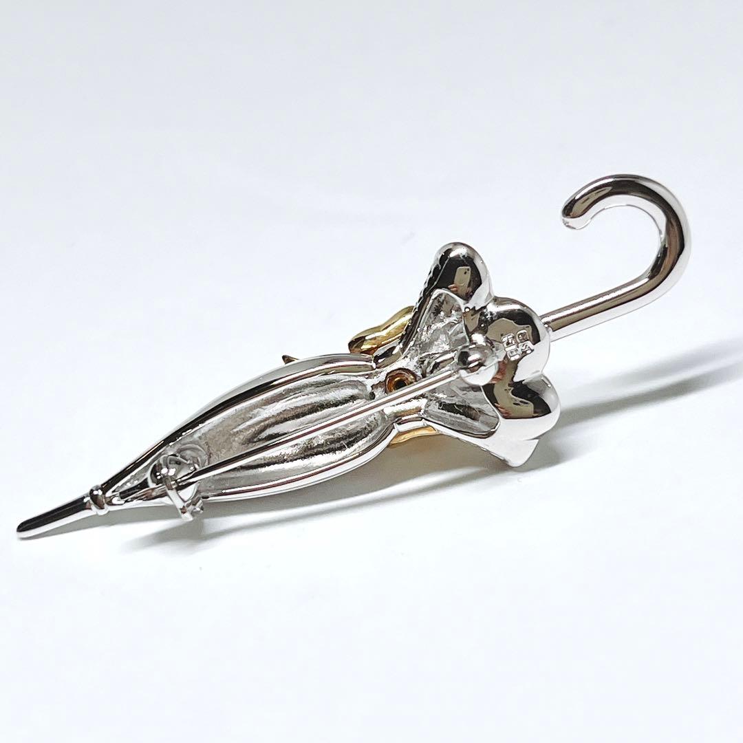 極美品✨MIKIMOTOミキモト アコヤパール　ピンブローチ　傘　アンブレラ