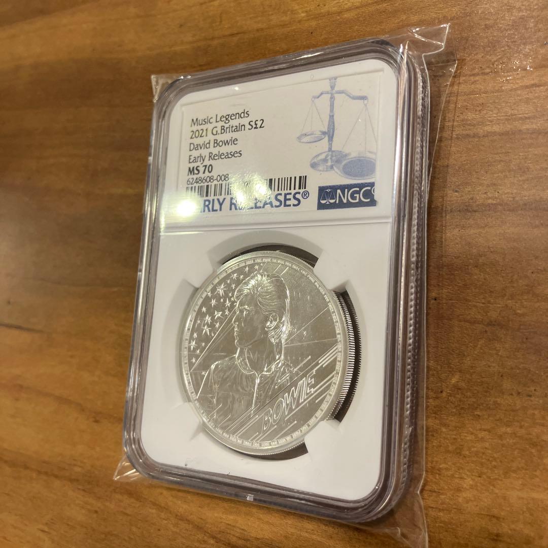 純銀1オンス銀貨デヴィッド・ボウイ 2021年 £2 銀貨NGSMS 70ER