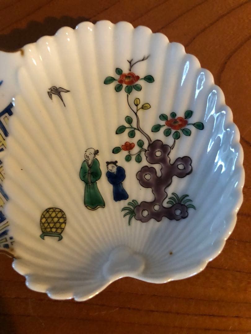 古九谷様式色絵人物文変形型物皿