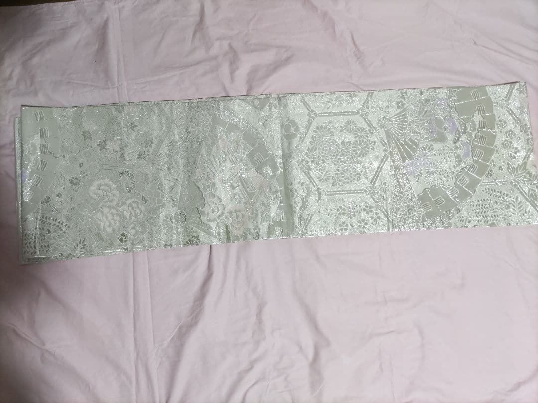 振袖セット　正絹　 白と薄紫ピンクの花柄　さが美