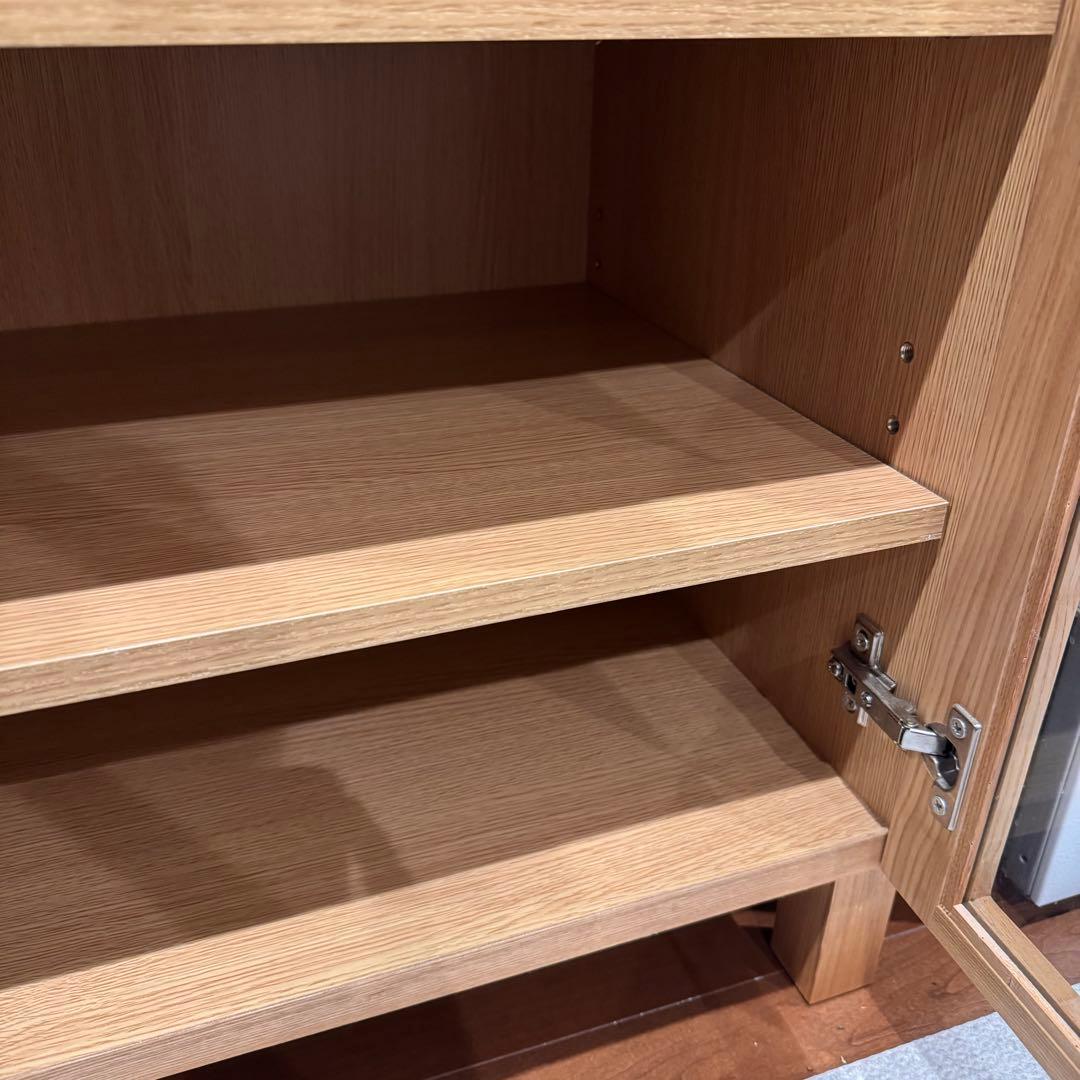 無印良品 脚付木製キャビネット ガラス扉 リビング収納 本棚 食器棚 インテリア