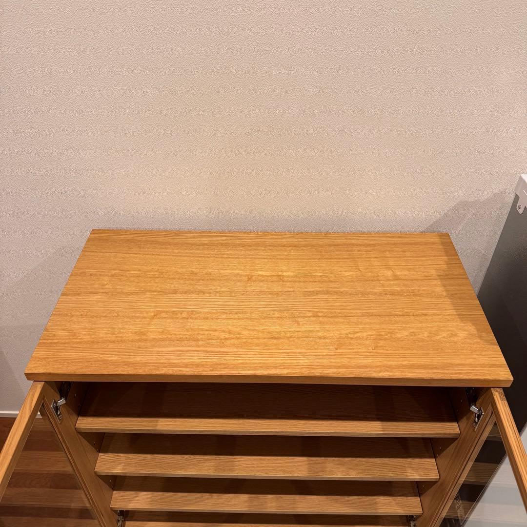 無印良品 脚付木製キャビネット ガラス扉 リビング収納 本棚 食器棚 インテリア