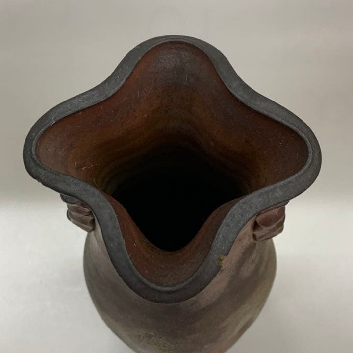 【花入5】備前5(十文字口　耳付)松園  高さ24㎝