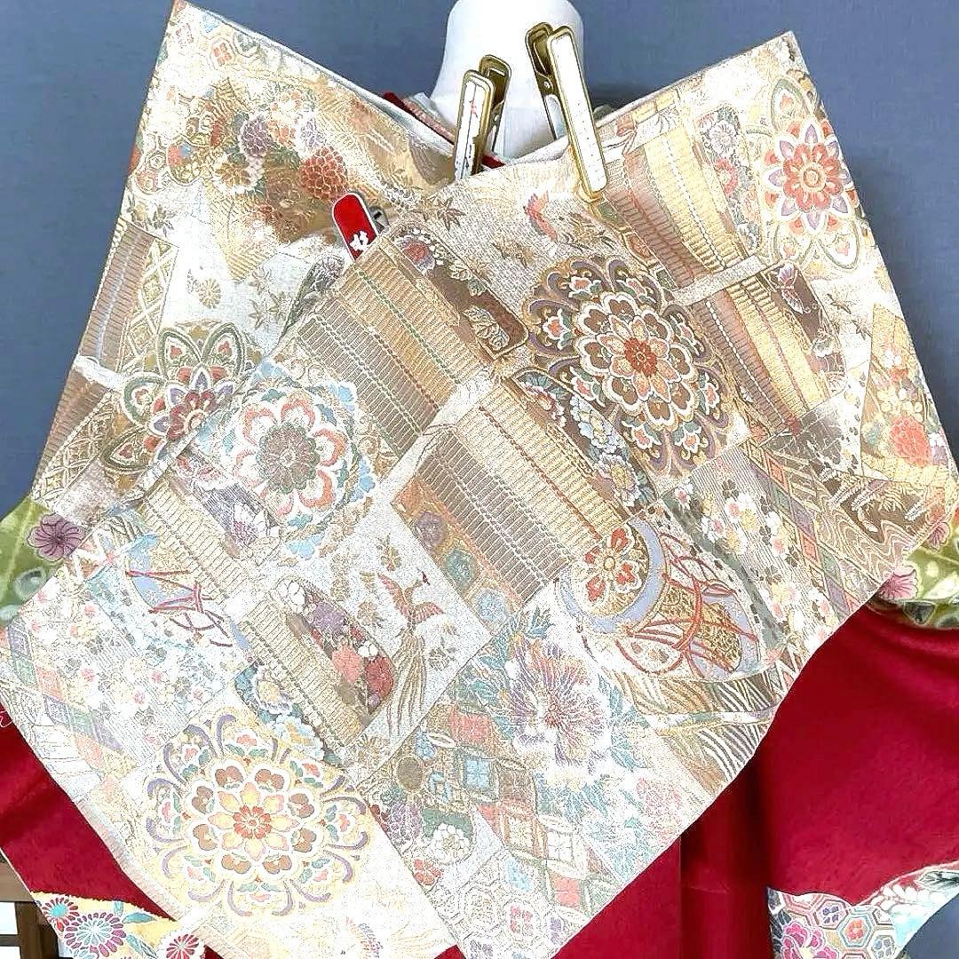 振袖フルセット　プラスサイズ　手描き友禅　辻ヶ花　成人式振袖　振袖　裄丈68