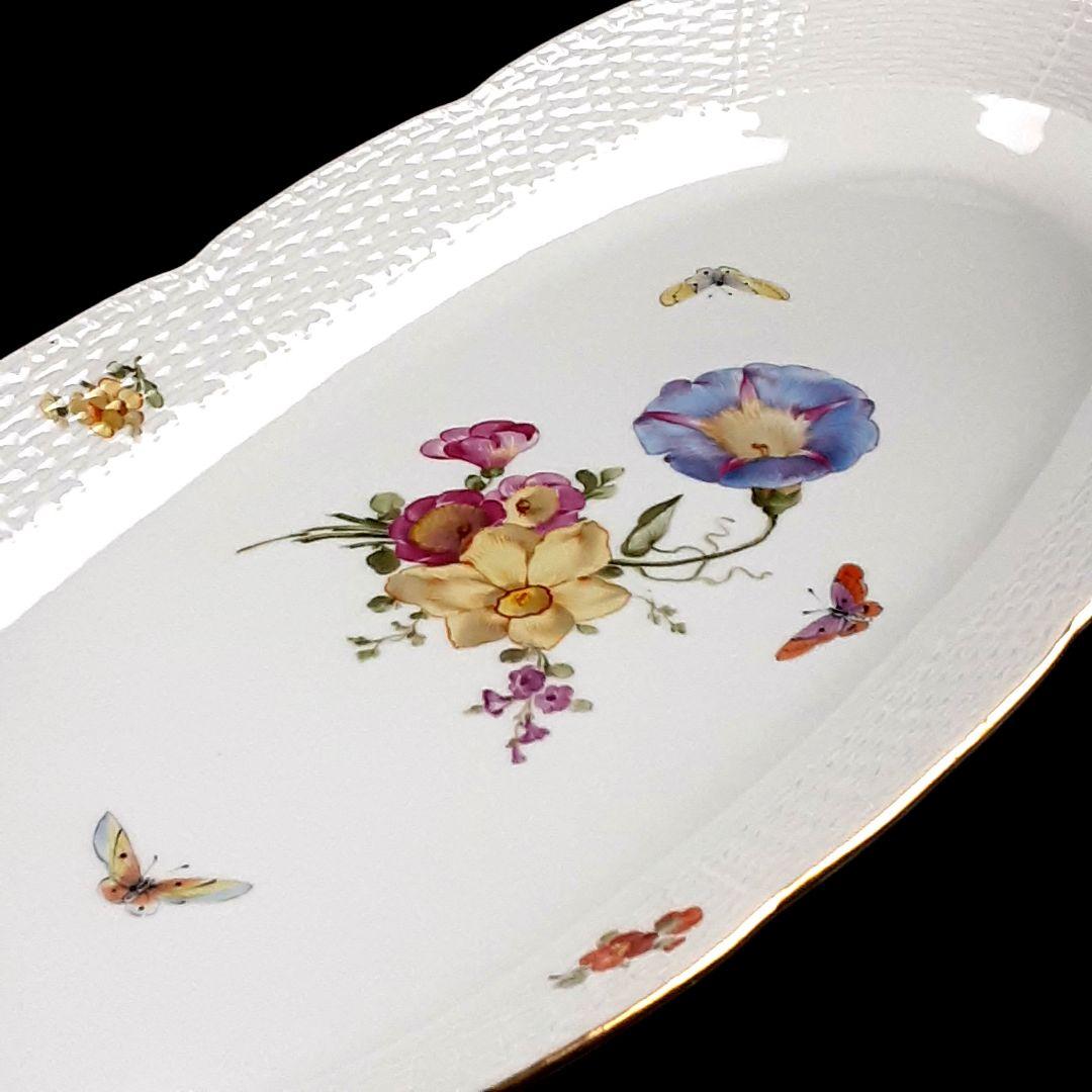 1905年 KPM ベルリン 手描き フィッシュプラター 51×24㎝　ma