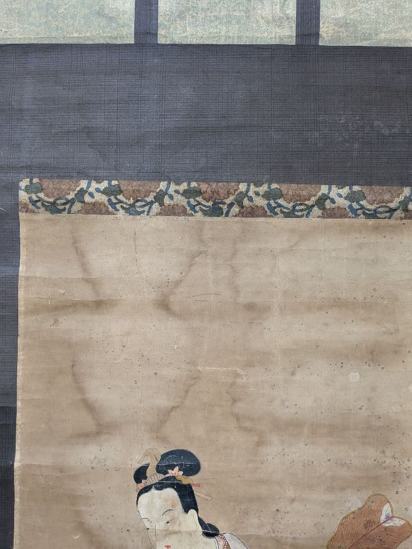 江戸時代前〜中期頃２５０〜３８０年前時代墨書木箱付手描直筆作者不詳時代掛軸当時物