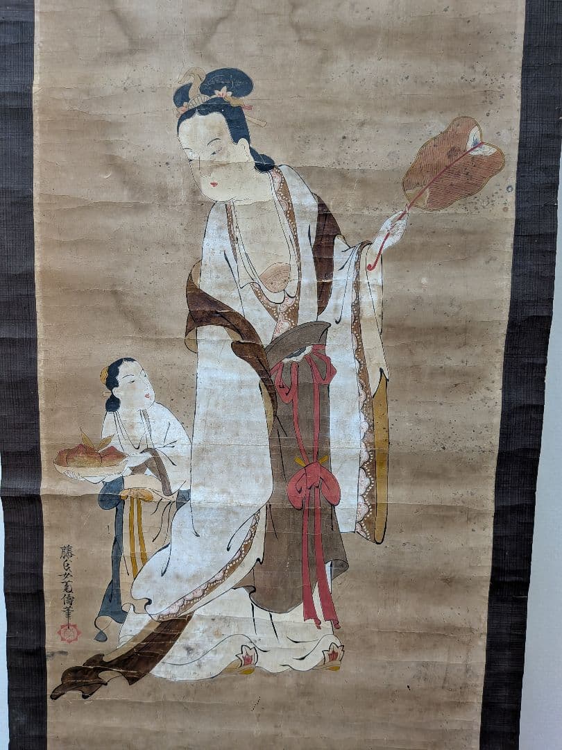 江戸時代前〜中期頃２５０〜３８０年前時代墨書木箱付手描直筆作者不詳時代掛軸当時物