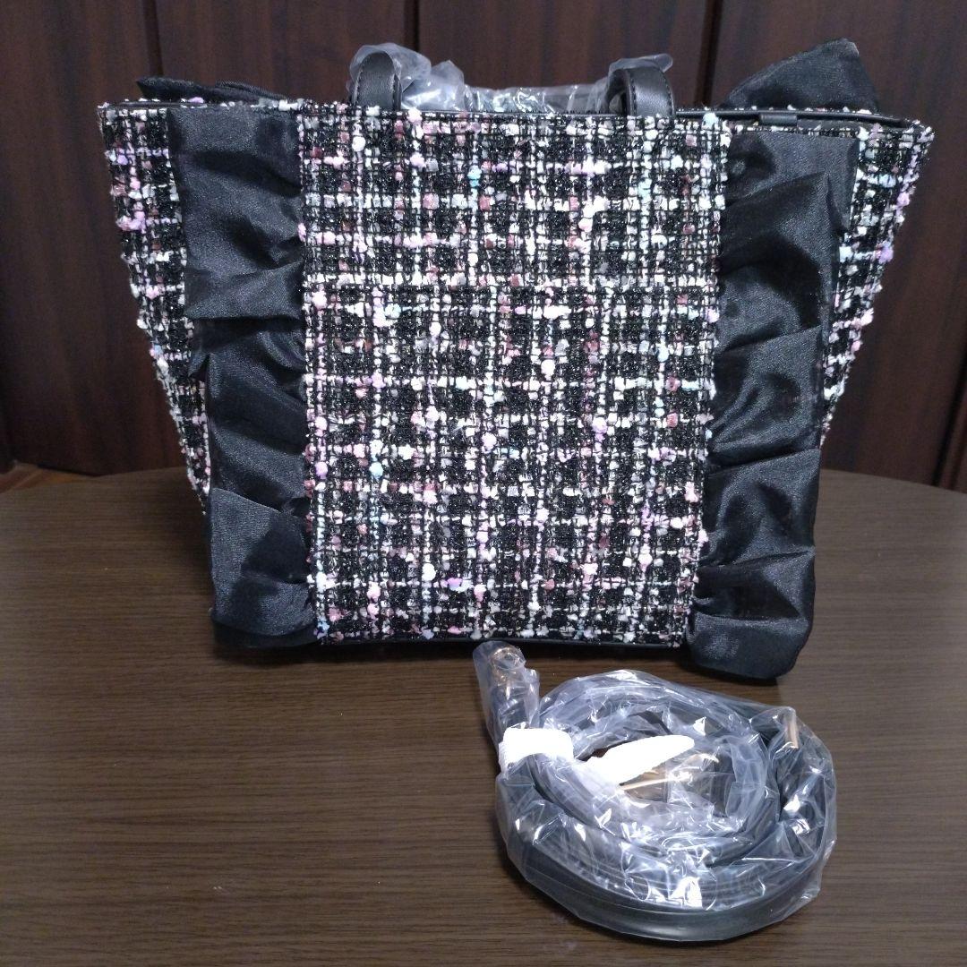 新品未使用品DIANAフリルデザインのツイードショルダーバッグ
