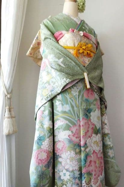 かめ様　422.振袖7点セット 正絹フルセット成人式　落款