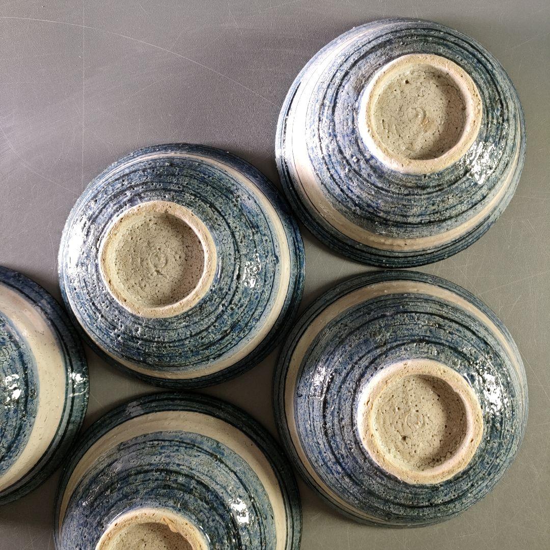 A926-2/小川文斉 造/花文字向付鉢5客/中鉢/盛鉢/飾鉢/