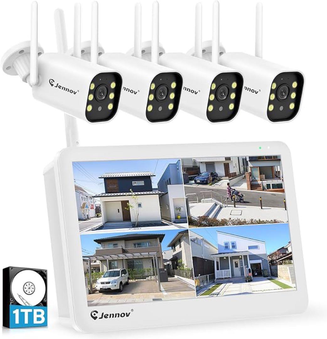 1品限り❤️JENNOV防犯カメラ 500万画素 モニター付き 10chまで増設可