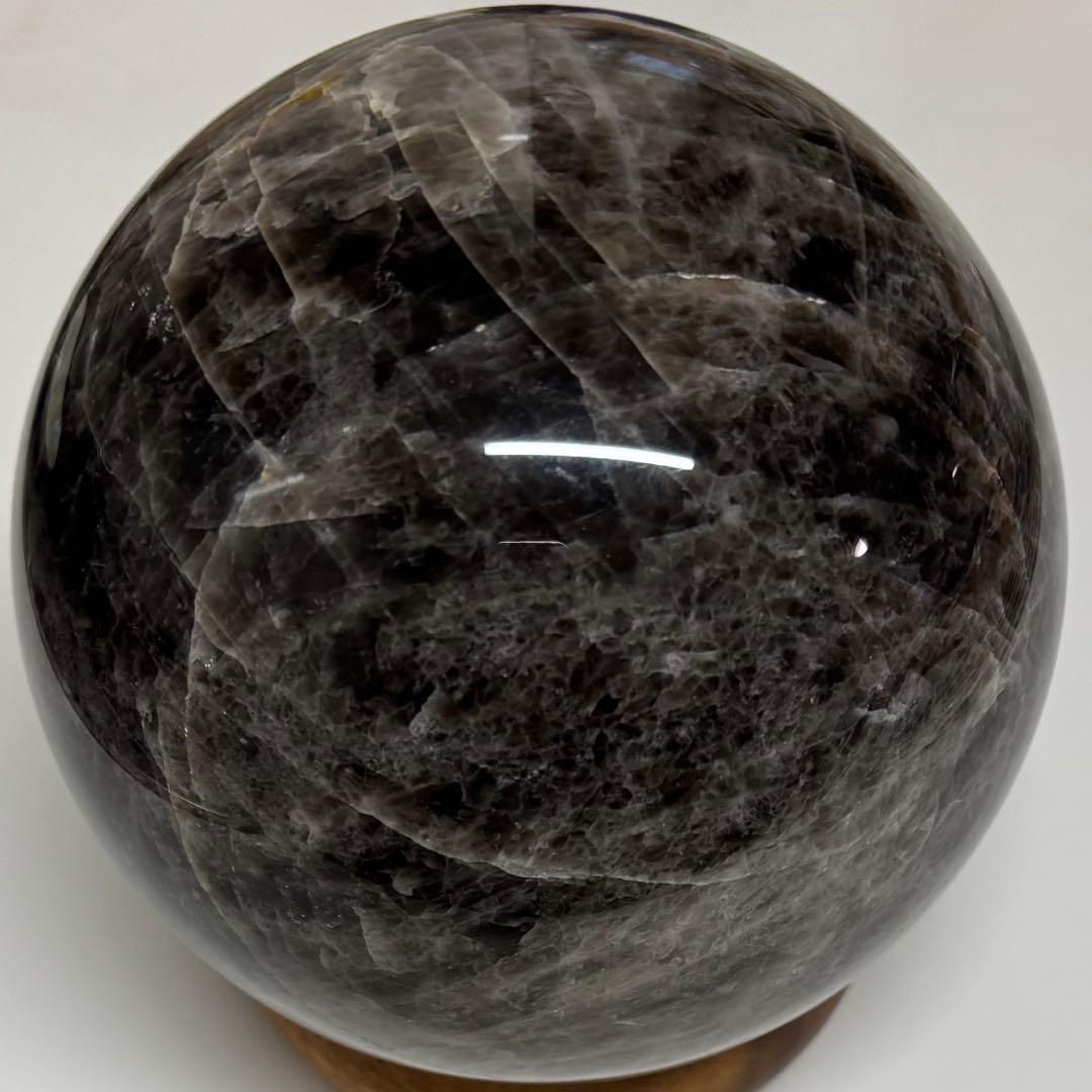 【訳あり】モリオン黒水晶約3.5kg　天然石丸玉スフィア　魔除けインテリア置物