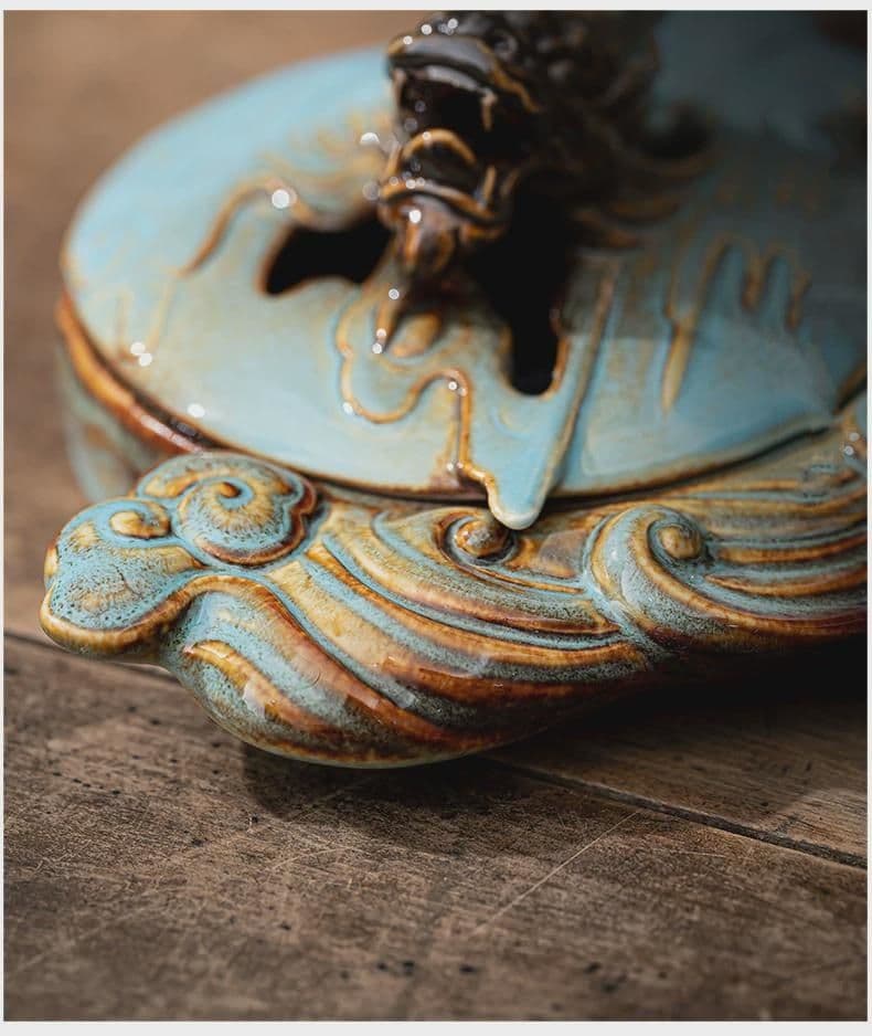 焼物香炉 祥竜盤香炉 香薫炉 香道 茶道 置物 装飾品 工芸品 置物